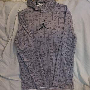 Gray Hoodie with Text and Logo